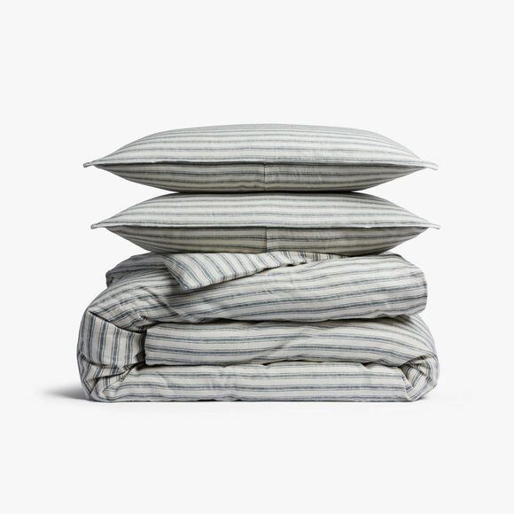Open Box - Parachute - Full/Queen Relaxed Linen Stripe Duvet C Cove & Parchment - Picture 1 of 4